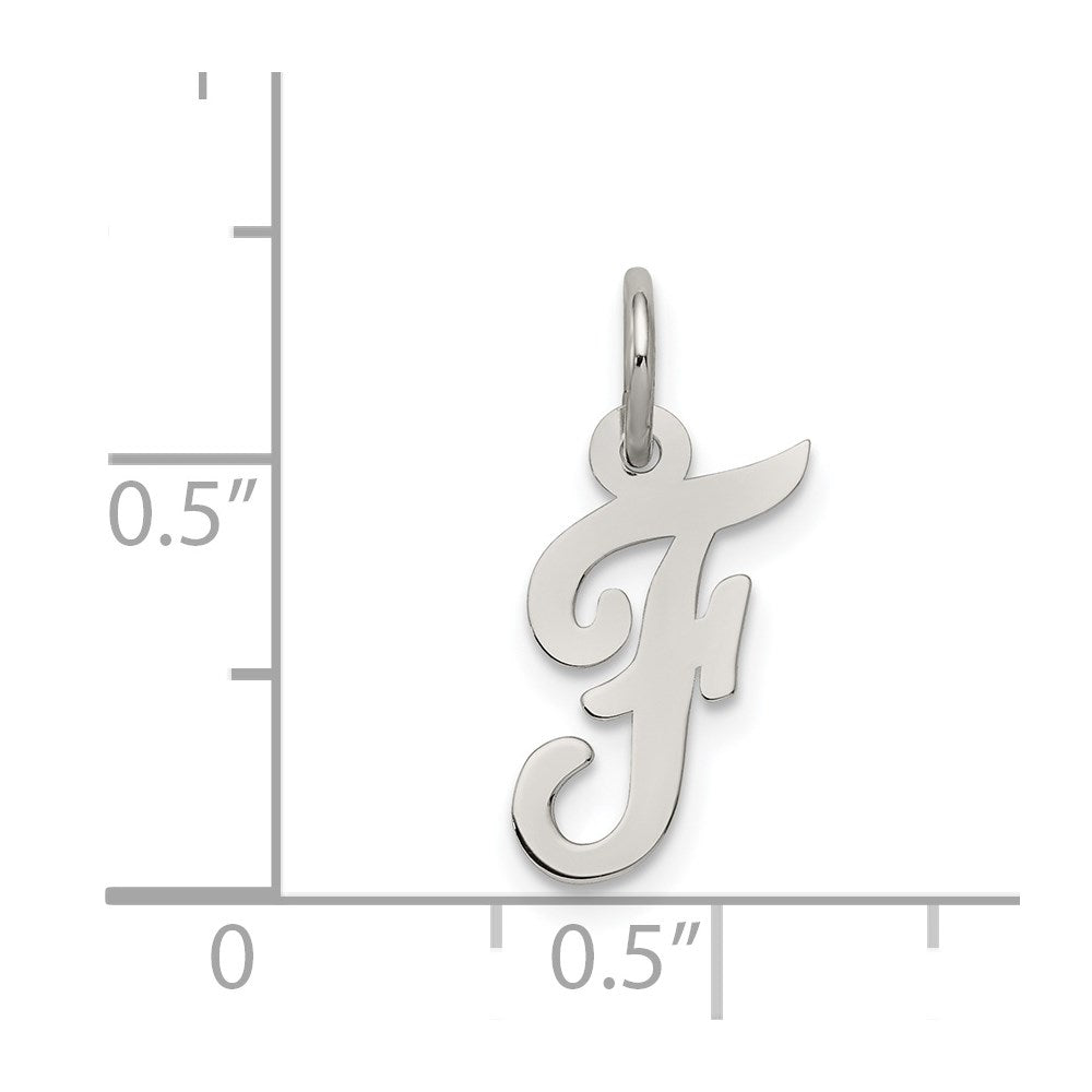 SSI Sterling Silver Rhodium-plated Script Letter F Initial Charm