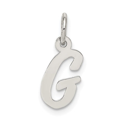 SSI Sterling Silver Rhodium-plated Script Letter G Initial Charm