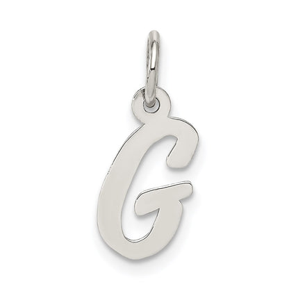 SSI Sterling Silver Rhodium-plated Script Letter G Initial Charm