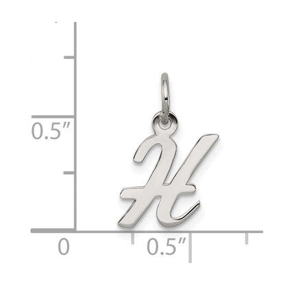 SSI Sterling Silver Rhodium-plated Script Letter H Initial Charm