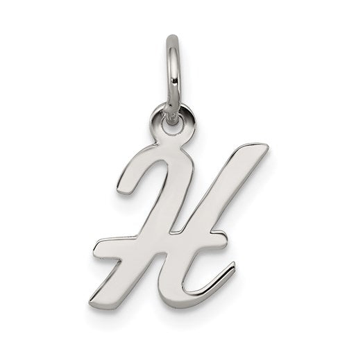 SSI Sterling Silver Rhodium-plated Script Letter H Initial Charm