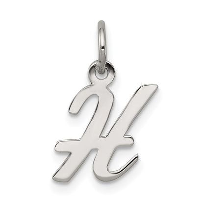 SSI Sterling Silver Rhodium-plated Script Letter H Initial Charm