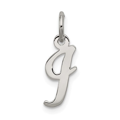 SSI Sterling Silver Rhodium-plated Script Letter I Initial Charm