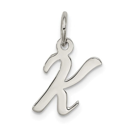 Sterling Silver Rhodium-plated Script Letter K Initial Charm