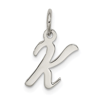 Sterling Silver Rhodium-plated Script Letter K Initial Charm