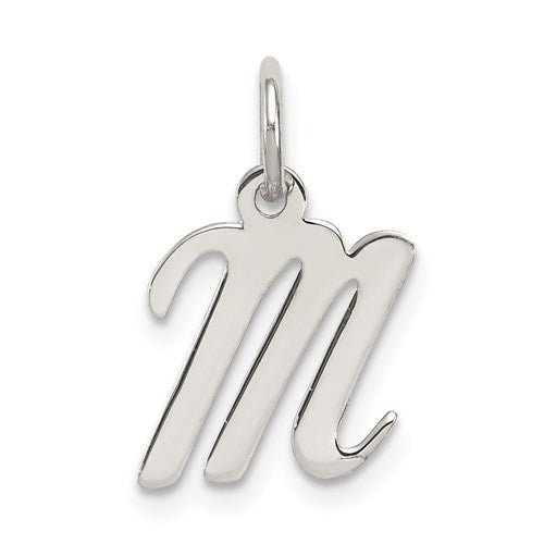 SSI Sterling Silver Rhodium-plated Script Letter M Initial Charm
