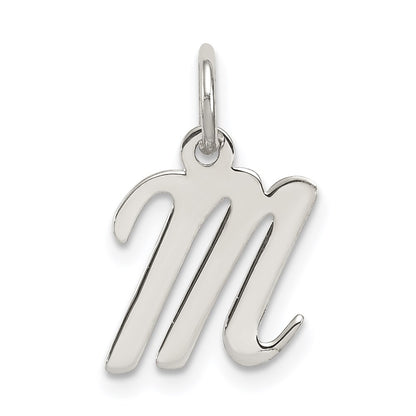 SSI Sterling Silver Rhodium-plated Script Letter M Initial Charm