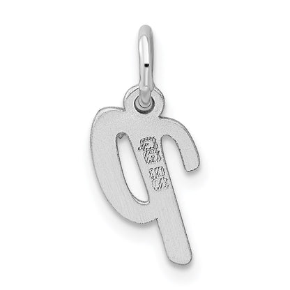 Sterling Silver Rhodium-plated Script Letter P Initial Charm