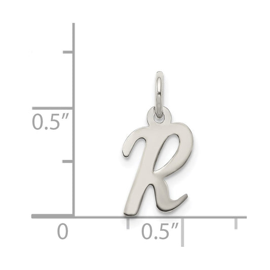 SSI Sterling Silver Rhodium-plated Script Letter R Initial Charm