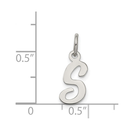 SSI Sterling Silver Rhodium-plated Script Letter S Initial Charm
