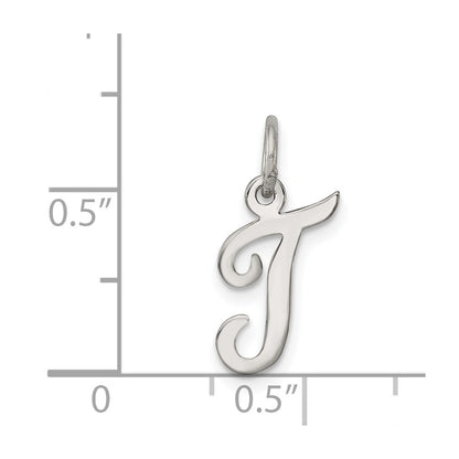 SSI Sterling Silver Rhodium-plated Script Letter T Initial Charm