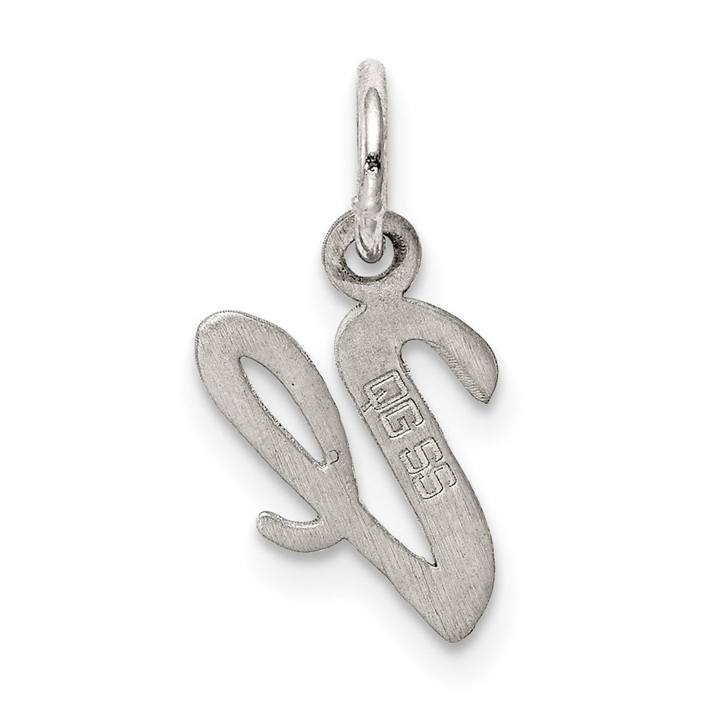 SSI Sterling Silver Rhodium-plated Script Letter V Initial Charm