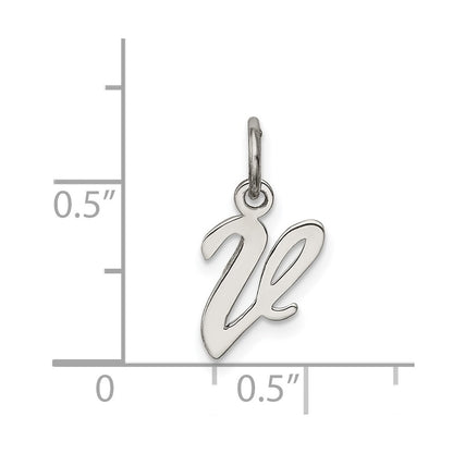 SSI Sterling Silver Rhodium-plated Script Letter V Initial Charm