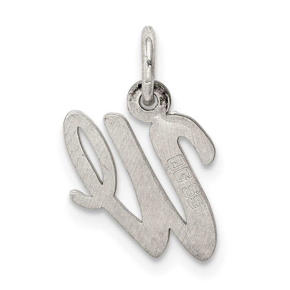 SSI Sterling Silver Rhodium-plated Script Letter W Initial Charm