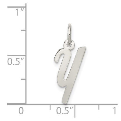 SSI Sterling Silver Rhodium-plated Small Script Letter Y Initial Charm