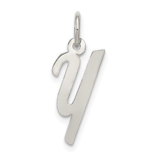 SSI Sterling Silver Rhodium-plated Small Script Letter Y Initial Charm