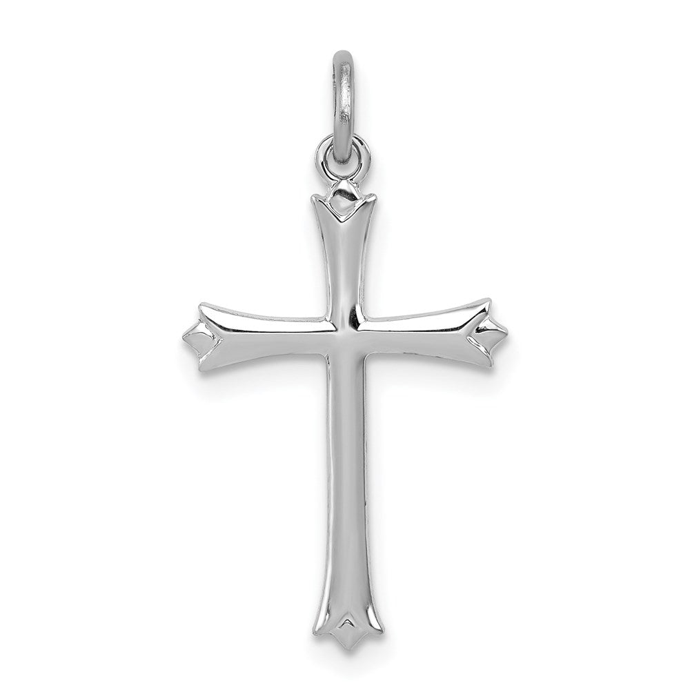SSP Sterling Silver Platinum-plated Fleur De Lis Cross Charm