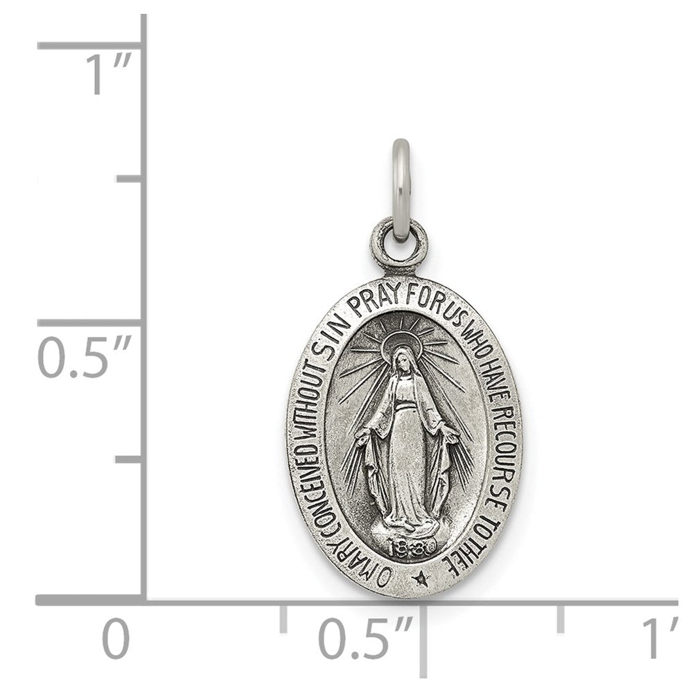 SSP Sterling Silver Antiqued Miraculous Solid Medal