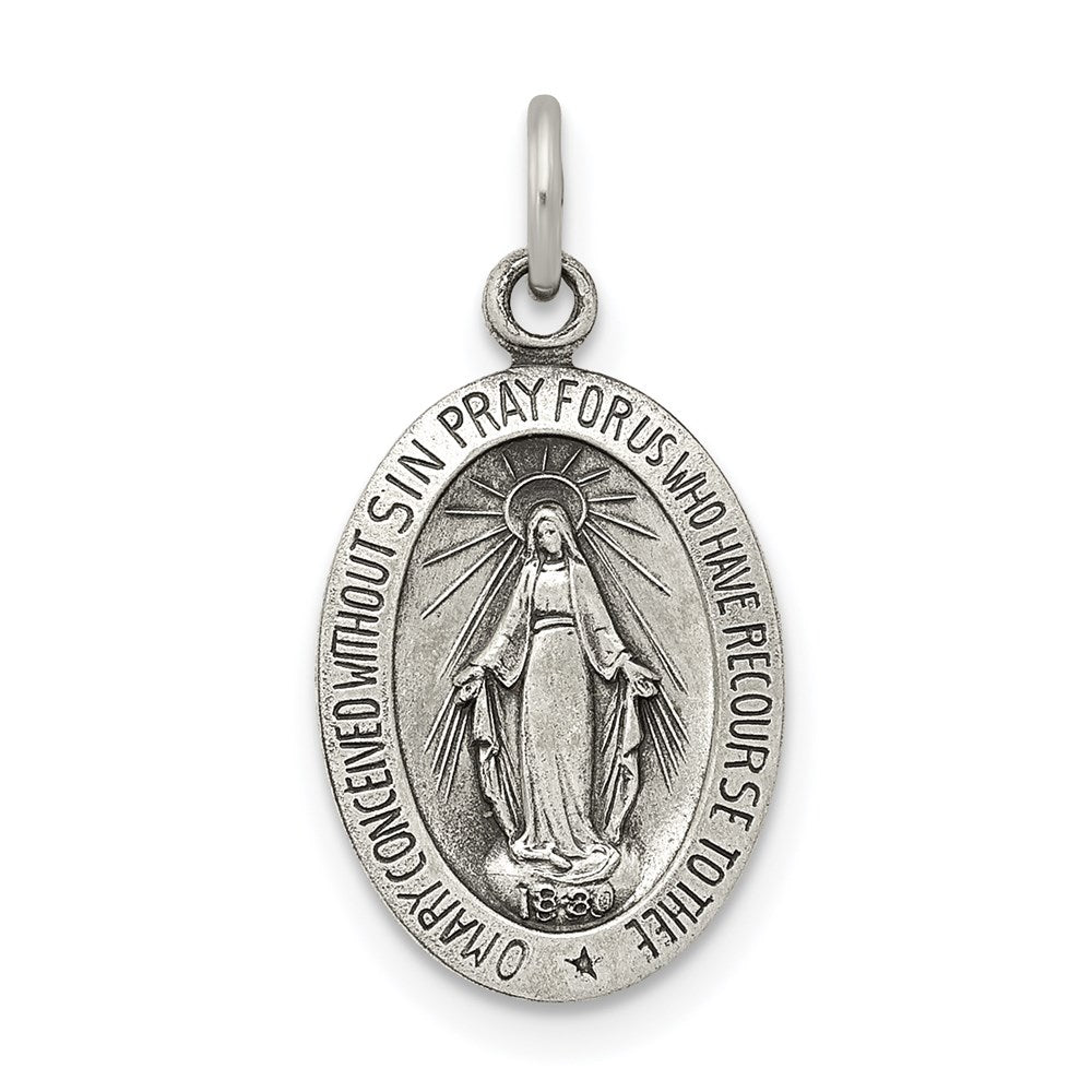 SSP Sterling Silver Antiqued Miraculous Solid Medal