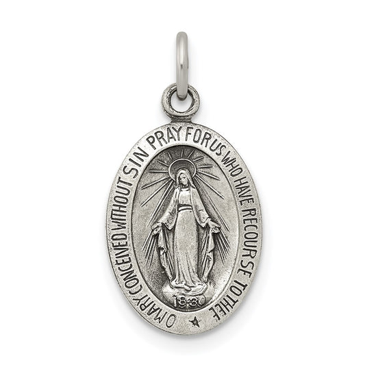SSP Sterling Silver Antiqued Miraculous Solid Medal