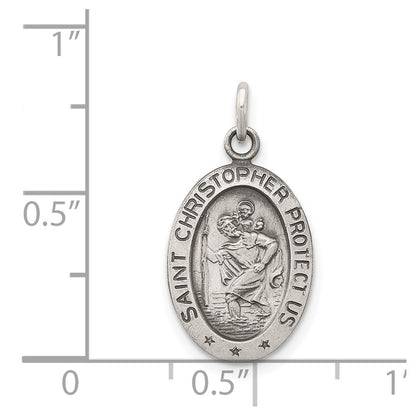 SSP Sterling Silver Antiqued Saint Christopher Medal