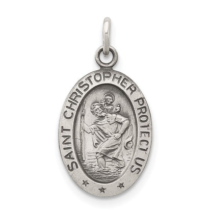 SSP Sterling Silver Antiqued Saint Christopher Medal