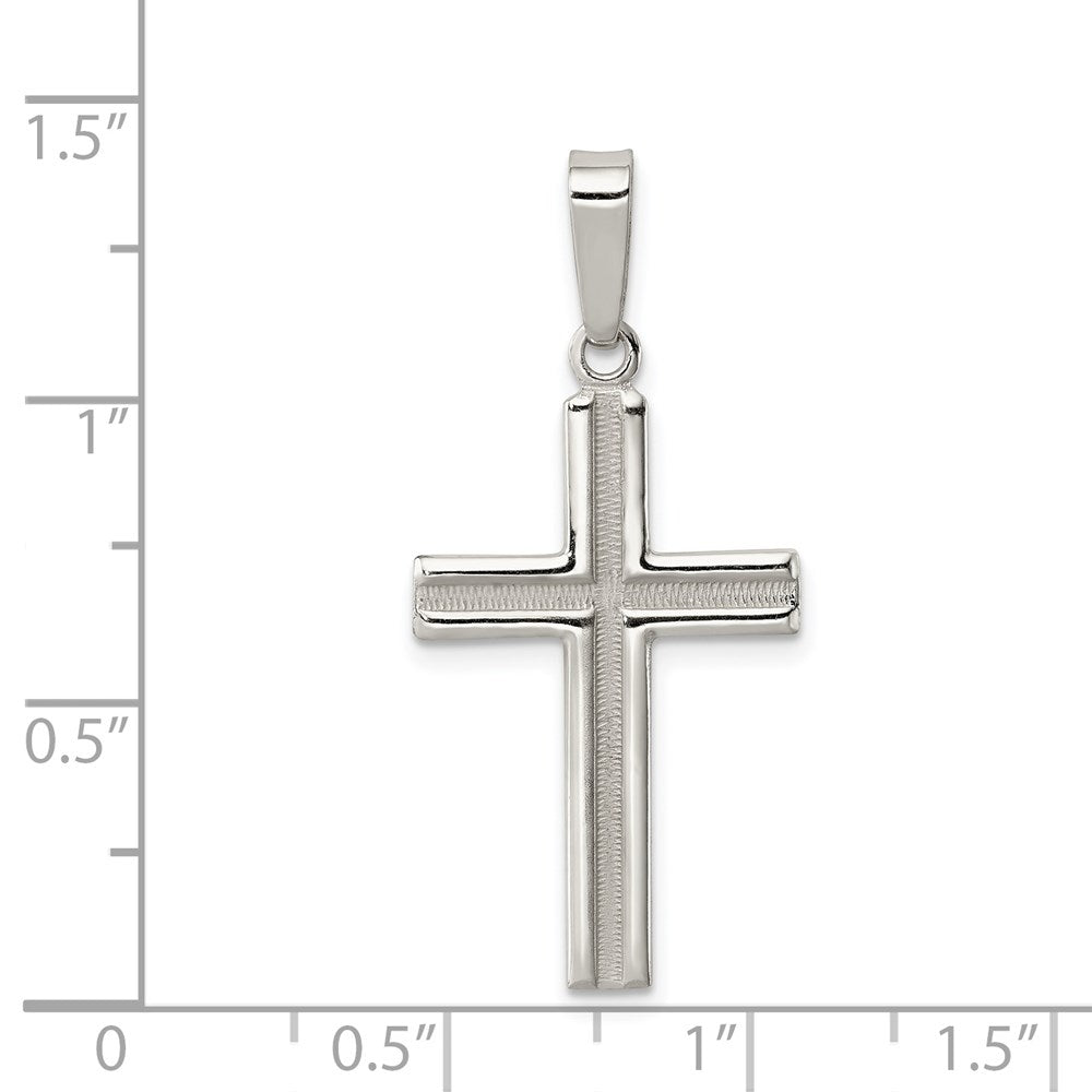 SSP Sterling Silver Polished and Matte Finish Cross Pendant