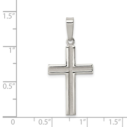 SSP Sterling Silver Polished and Matte Finish Cross Pendant