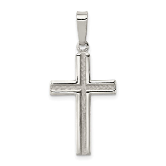 SSP Sterling Silver Polished and Matte Finish Cross Pendant