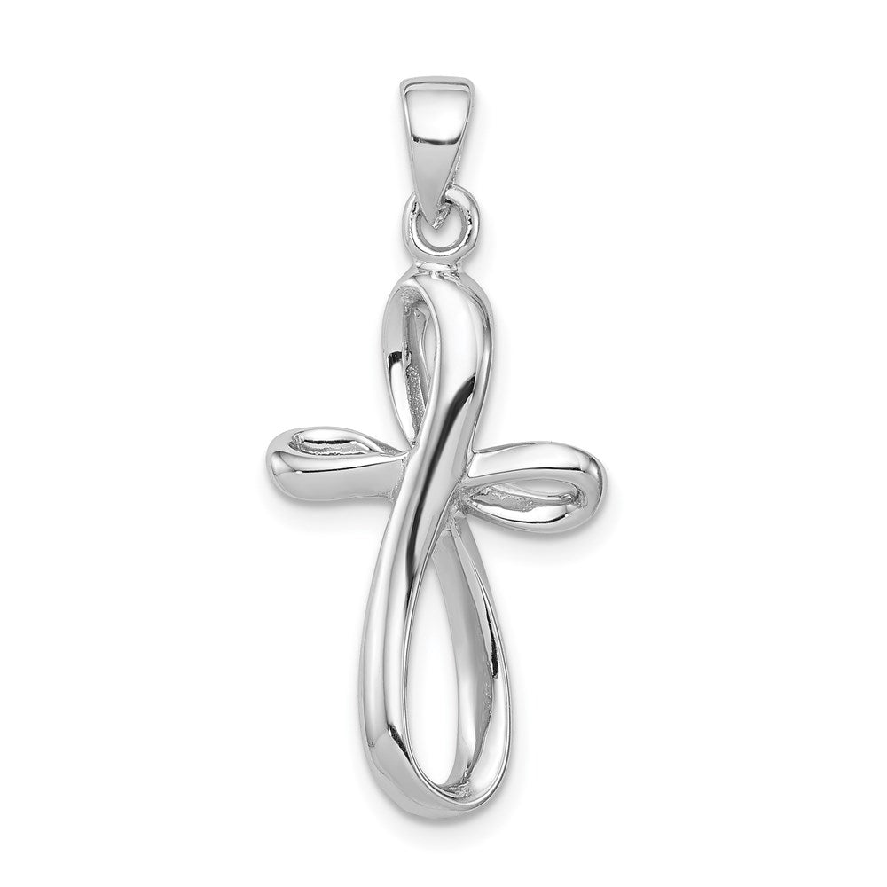 SSP Sterling Silver Rhodium-plated Polished Cross Pendant