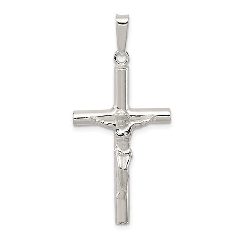 SSP Sterling Silver Polished Hollow Crucifix Cross Pendant