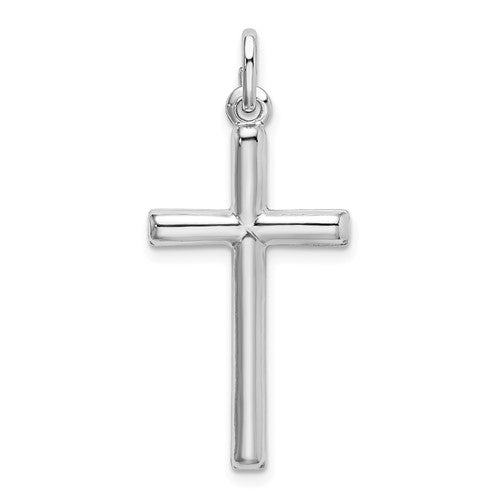 SSP Sterling Silver Rhodium Plated Polished Cross Charm