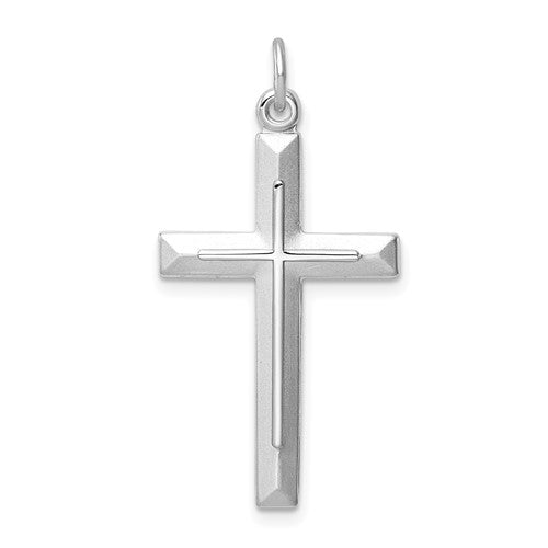 SSP Sterling Silver Platinum-plated Cross Pendant