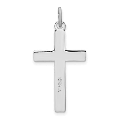 SSP Sterling Silver Platinum-plated Diamond-Cut Cross Pendant