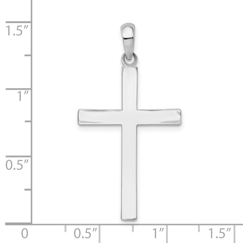 SSP Sterling Silver Rhodium-plated Polished Front Textured Back Latin Cross Pendant