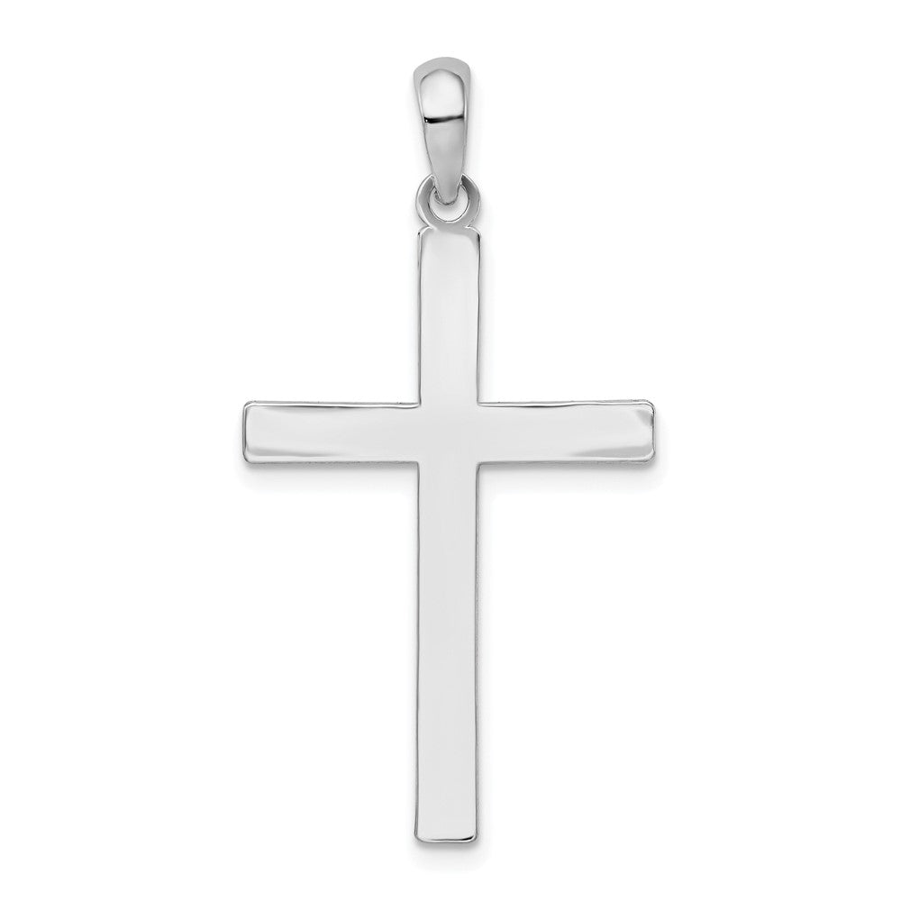 SSP Sterling Silver Rhodium-plated Polished Front Textured Back Latin Cross Pendant