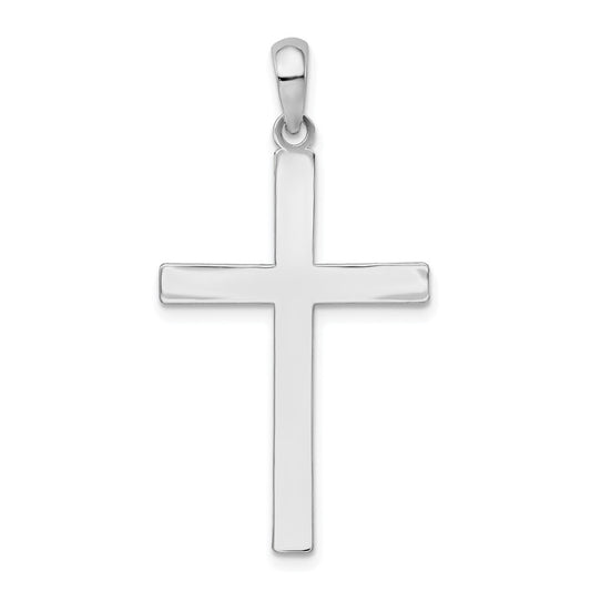 SSP Sterling Silver Rhodium-plated Polished Front Textured Back Latin Cross Pendant