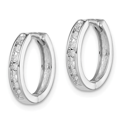 DSS Sterling Silver Rhodium Diam. Huggie Earrings