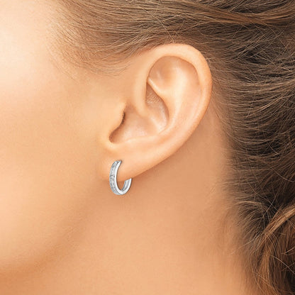 DSS Sterling Silver Rhodium Diam. Huggie Earrings