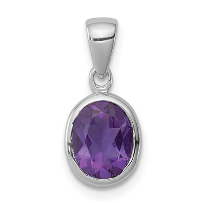 GSSP Sterling Silver Rhodium Planted Amethyst Pendant