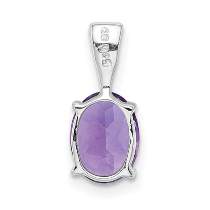 GSSE Sterling Silver Rhodium Plated Amethyst Pendant
