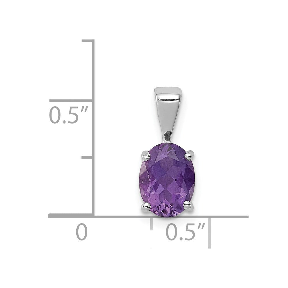 GSSE Sterling Silver Rhodium Plated Amethyst Pendant