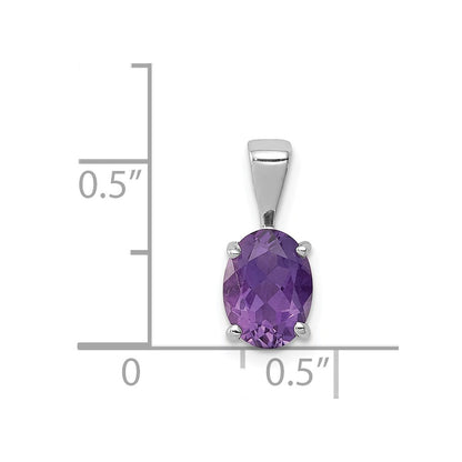 GSSE Sterling Silver Rhodium Plated Amethyst Pendant