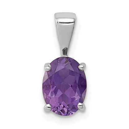 GSSE Sterling Silver Rhodium Plated Amethyst Pendant
