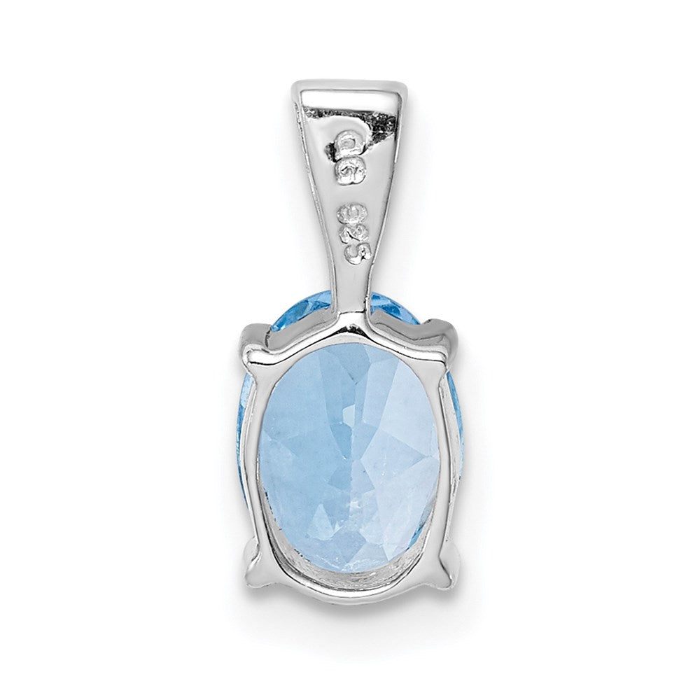 GSS Sterling Silver Rhodium Light Swiss Blue Topaz Pendant