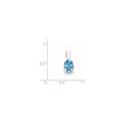 GSS Sterling Silver Rhodium Light Swiss Blue Topaz Pendant