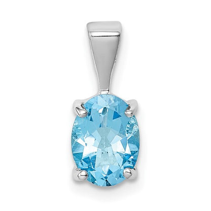 GSS Sterling Silver Rhodium Light Swiss Blue Topaz Pendant