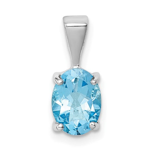 GSS Sterling Silver Rhodium Light Swiss Blue Topaz Pendant
