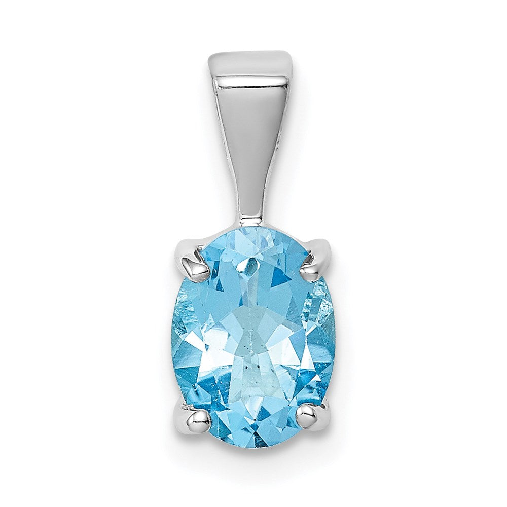 GSS Sterling Silver Rhodium Light Swiss Blue Topaz Pendant