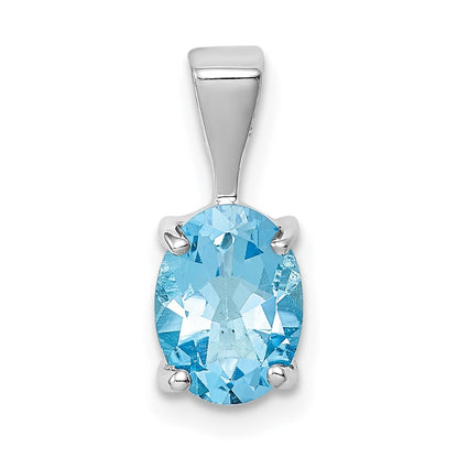 GSS Sterling Silver Rhodium Light Swiss Blue Topaz Pendant